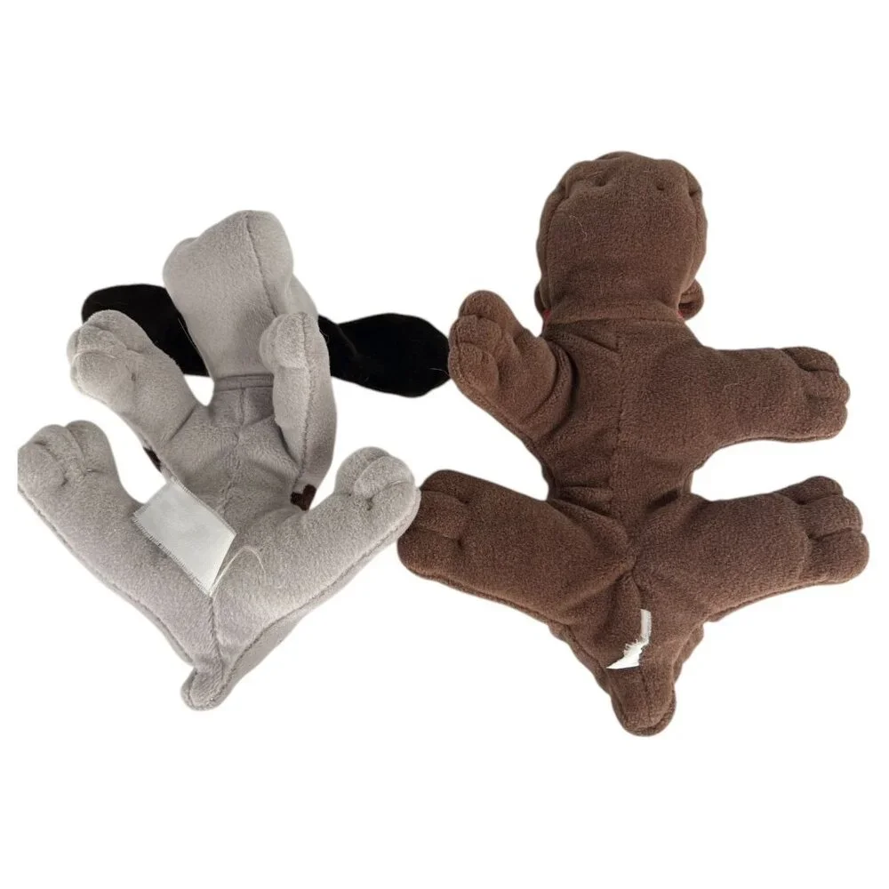 2 VTG Tonka Pound Puppies Plush Toys Gray Black Spots Brown Rumple Skins Newborn - Picture 11 of 11